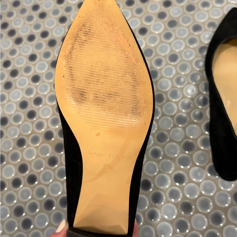 Marc Fisher Black Pointed Flats - Picture 3 of 5
